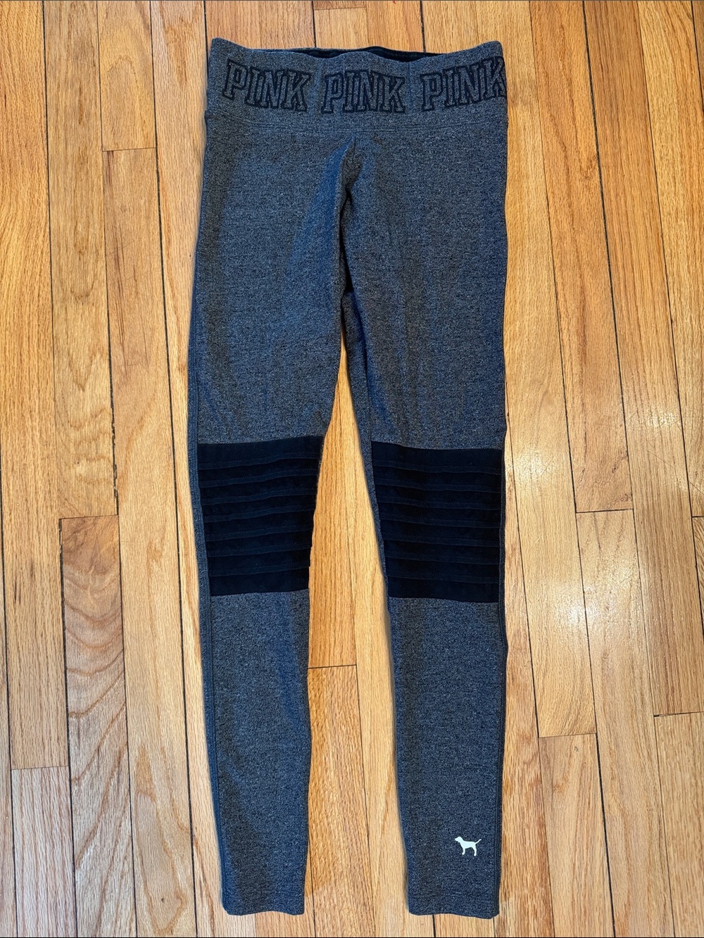 Victoria's Secret PINK Yoga Leggings Black with Heathered Gray Details XS